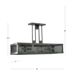Industrial Rhome linear chandelier dimensions.