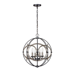 Stirling globe candle style chandelier unlit.