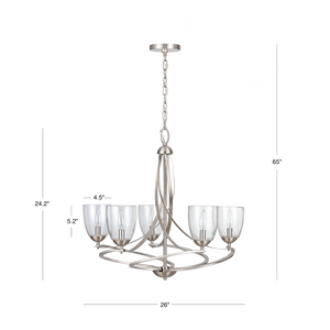 5 Light Marlow shaded chandelier dimensions.
