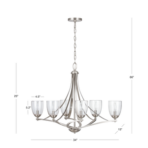 6 Light Marlow shaded chandelier dimensions.