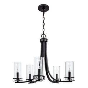 5 Light Devonshire chandelier in matte black finish unlit.