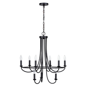 Provincial 9 Light candle style tiered chandelier unlit.