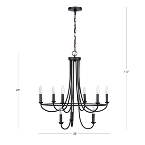 Provincial 9 Light candle style tiered chandelier dimensions.