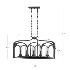 Botanic arches outdoor linear chandelier dimensions.