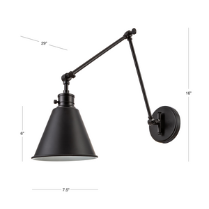 Moti adjustable swing arm wall sconce in matte black dimensions.