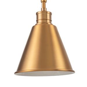 Moti adjustable swing arm wall sconce in brushed gold zoomed in.