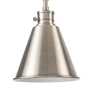 Moti adjustable swing arm wall sconce in antique polished nickel zoomed in view.