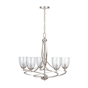 5 Light Marlow shaded chandelier unlit.