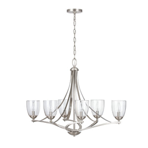 6 Light Marlow shaded chandelier unlit.