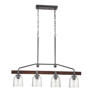 4 light Barn Light linear chandelier unlit.