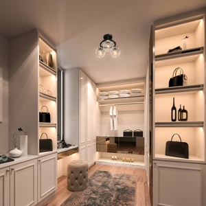 Global View semi flush mount in a modern walk in closet..