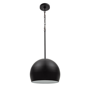 Tivoli matte black dome pendant light unlit.