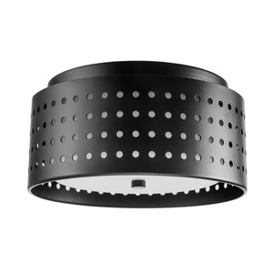 Gela matte black flush mount unlit.